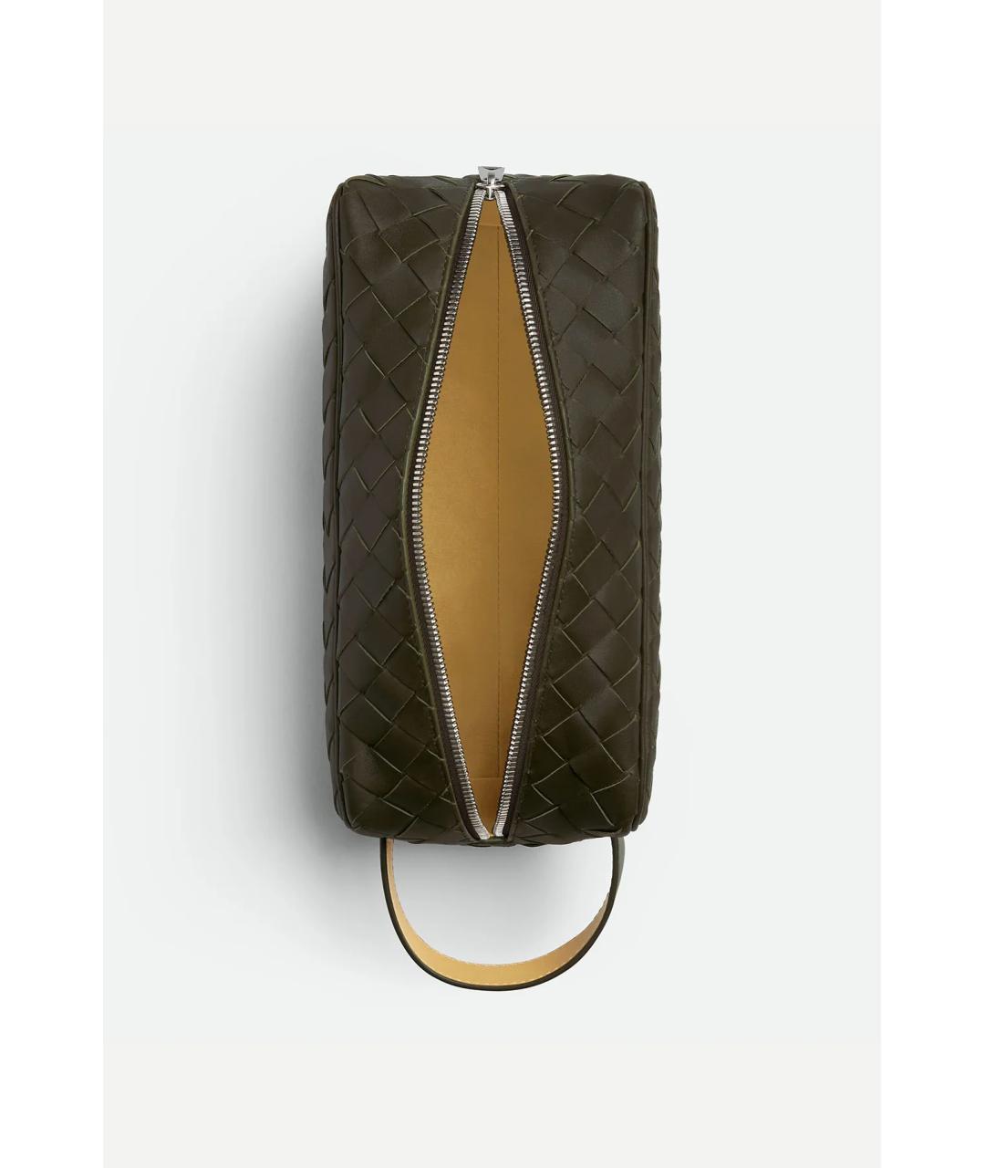 BOTTEGA VENETA Хаки кожаная косметичка, фото 3