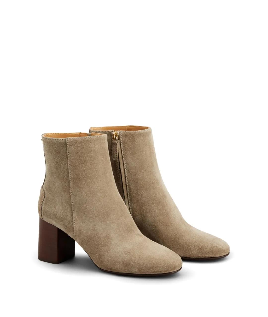 TOD'S Бежевые замшевые ботильоны, фото 4