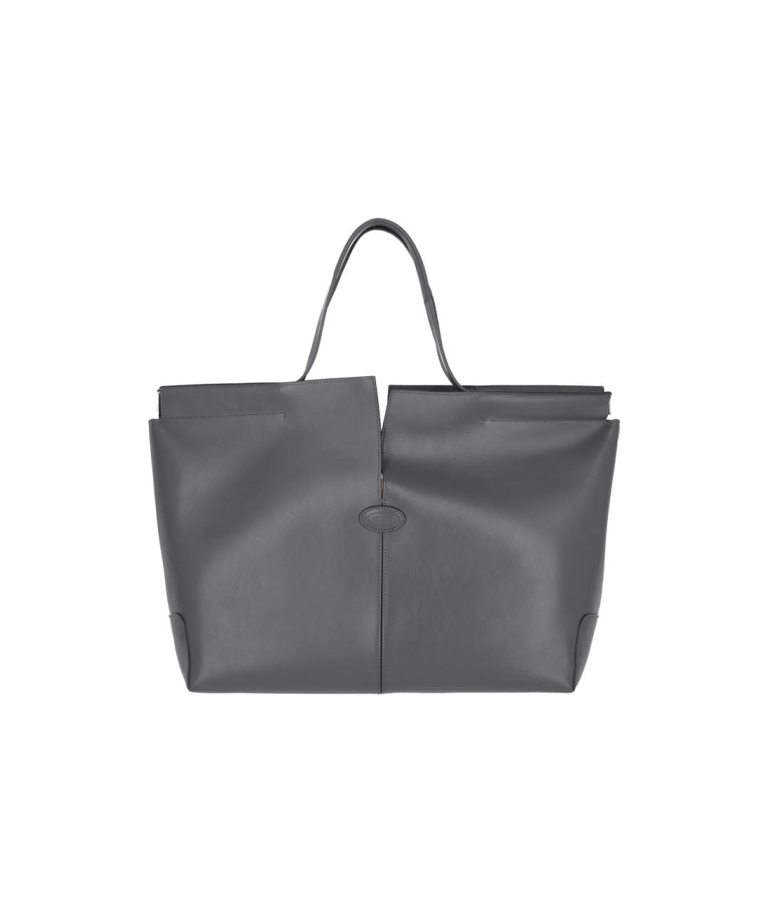 TOD'S Антрацитовая кожаная сумка тоут, фото 1