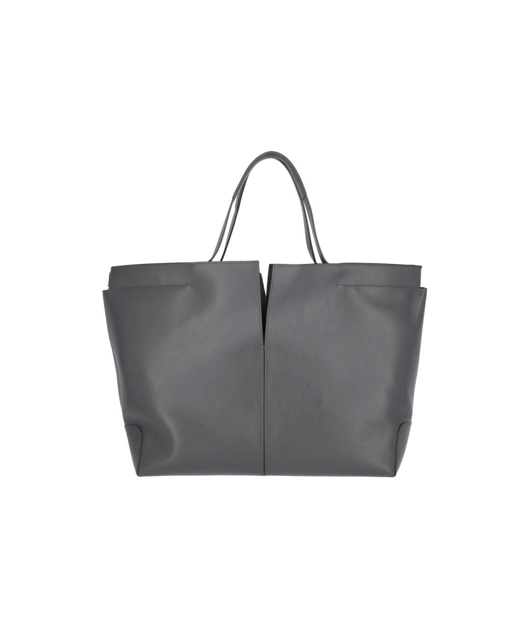 TOD'S Антрацитовая кожаная сумка тоут, фото 4