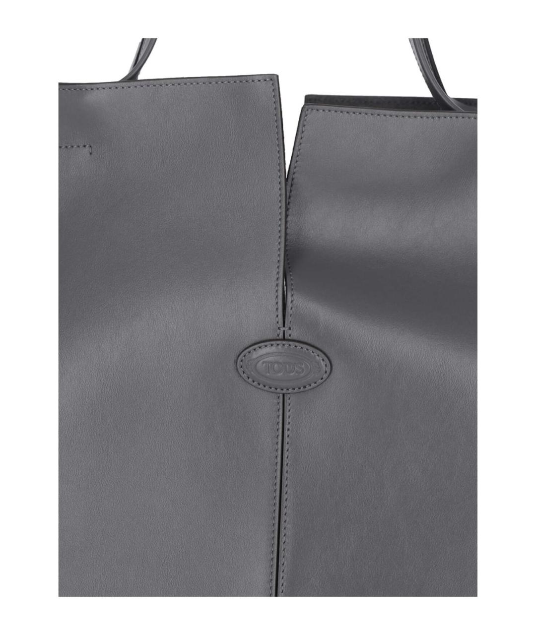 TOD'S Антрацитовая кожаная сумка тоут, фото 3