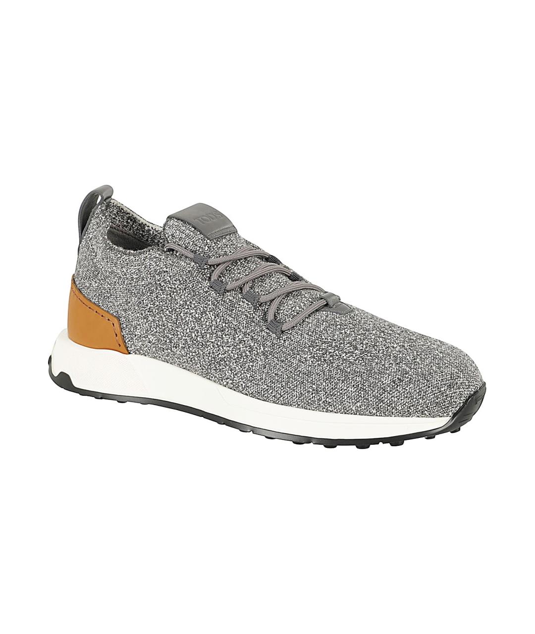 TOD'S Серые текстильные низкие кроссовки / кеды, фото 2