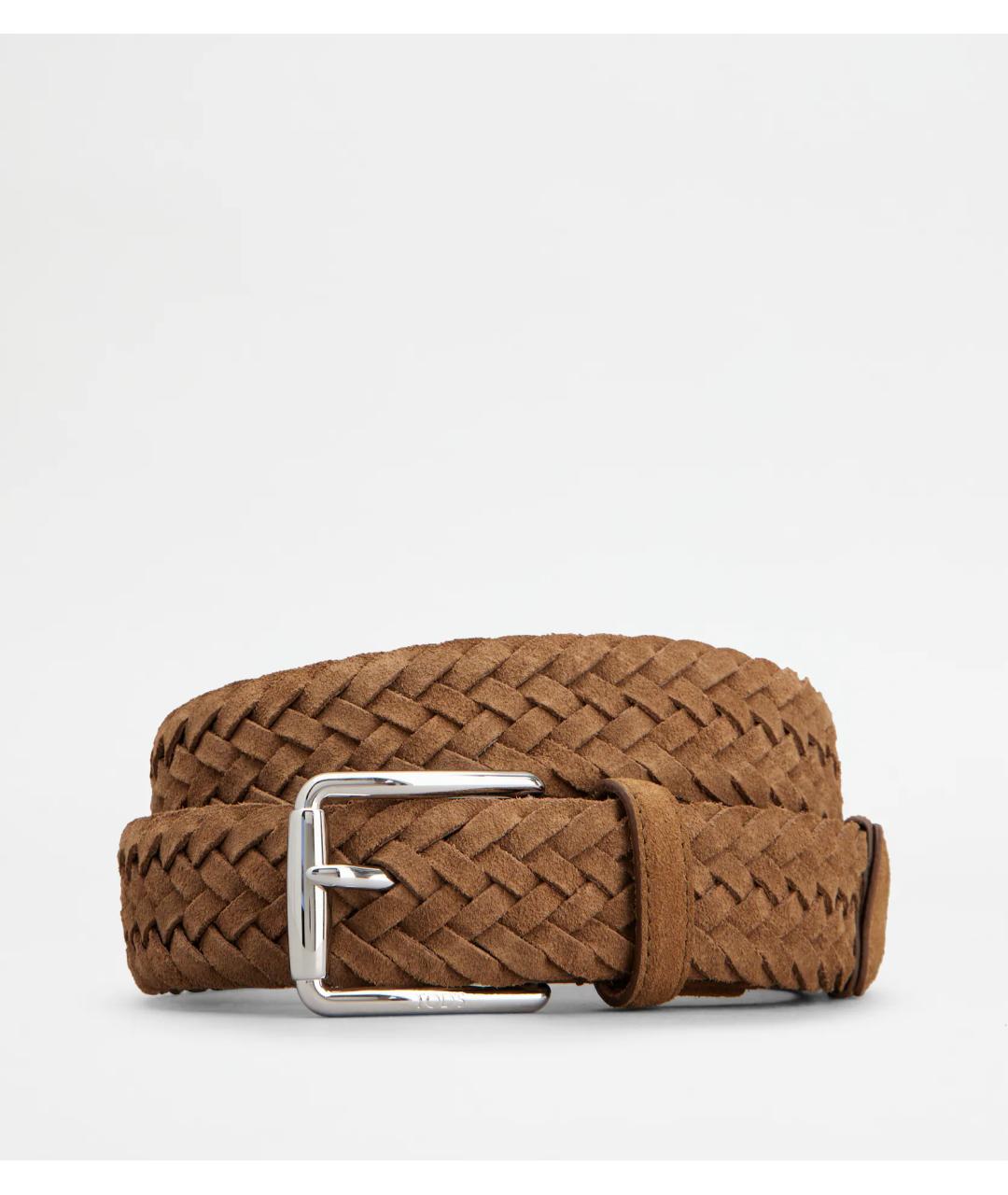 TOD'S Коричневый замшевый ремень, фото 3