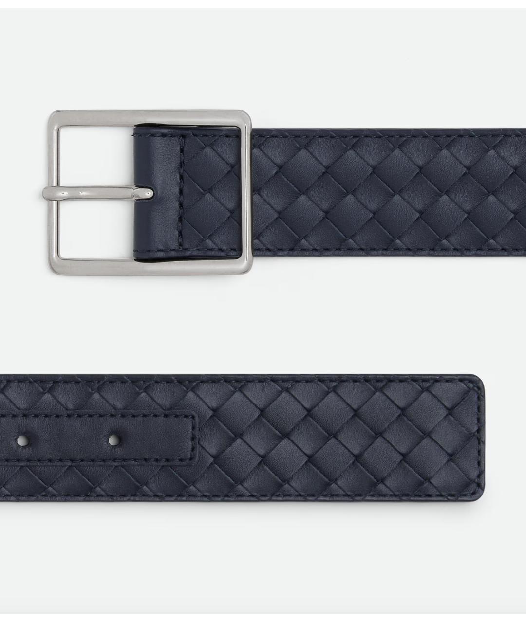 BOTTEGA VENETA Темно-синий кожаный ремень, фото 4