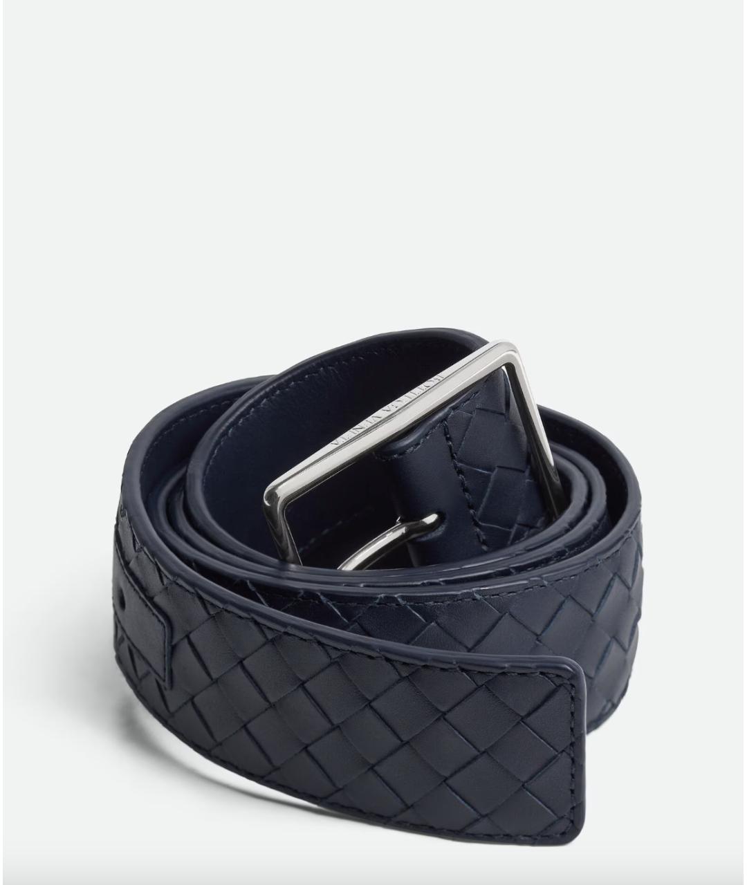 BOTTEGA VENETA Темно-синий кожаный ремень, фото 3