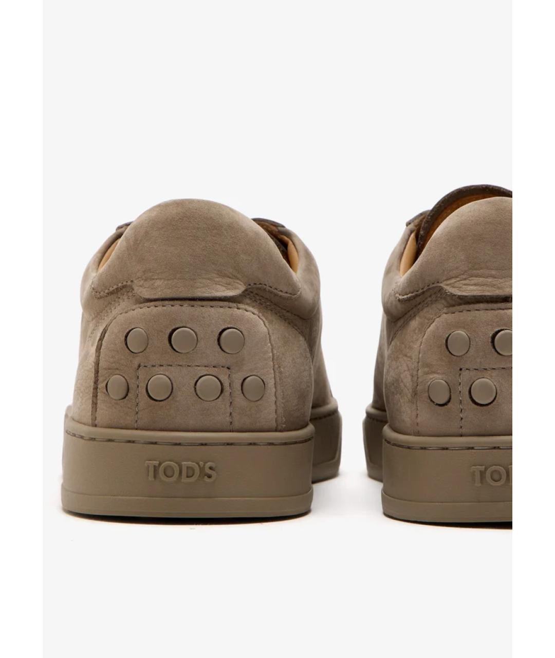 TOD'S Бежевые нубуковые низкие кроссовки / кеды, фото 2