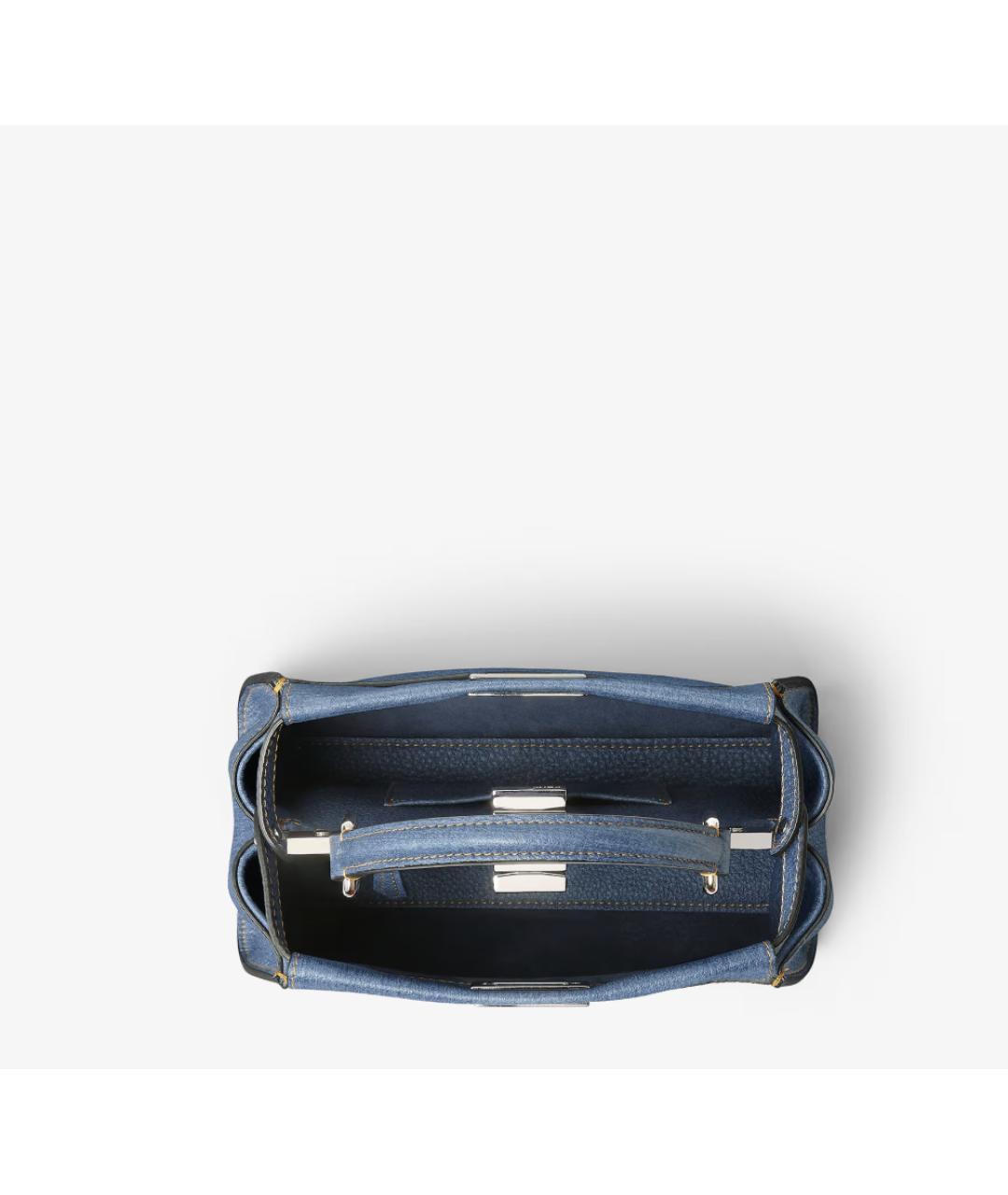 FENDI Синяя кожаная сумка с короткими ручками, фото 5