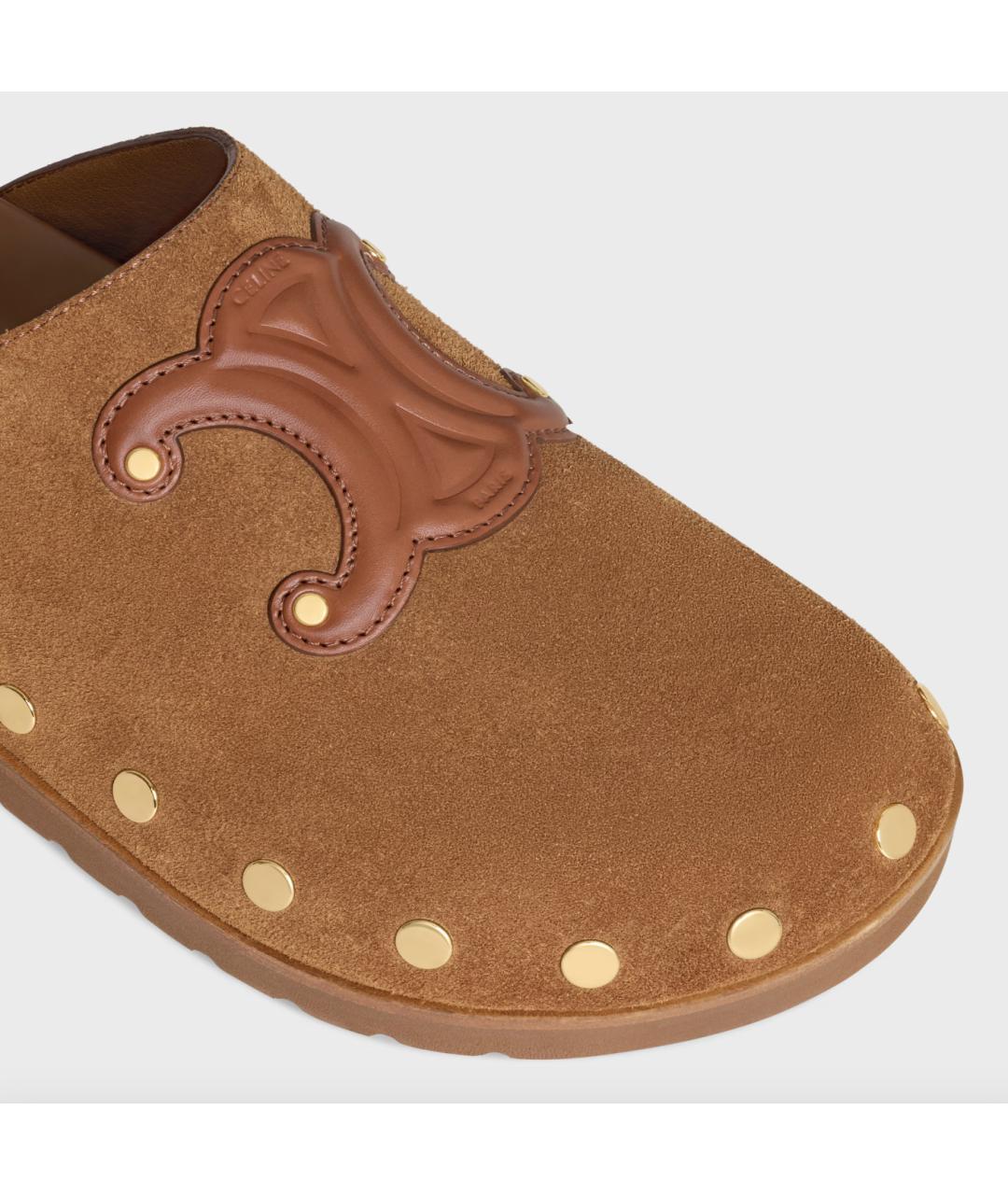 CELINE Коричневые замшевые сабо, фото 4