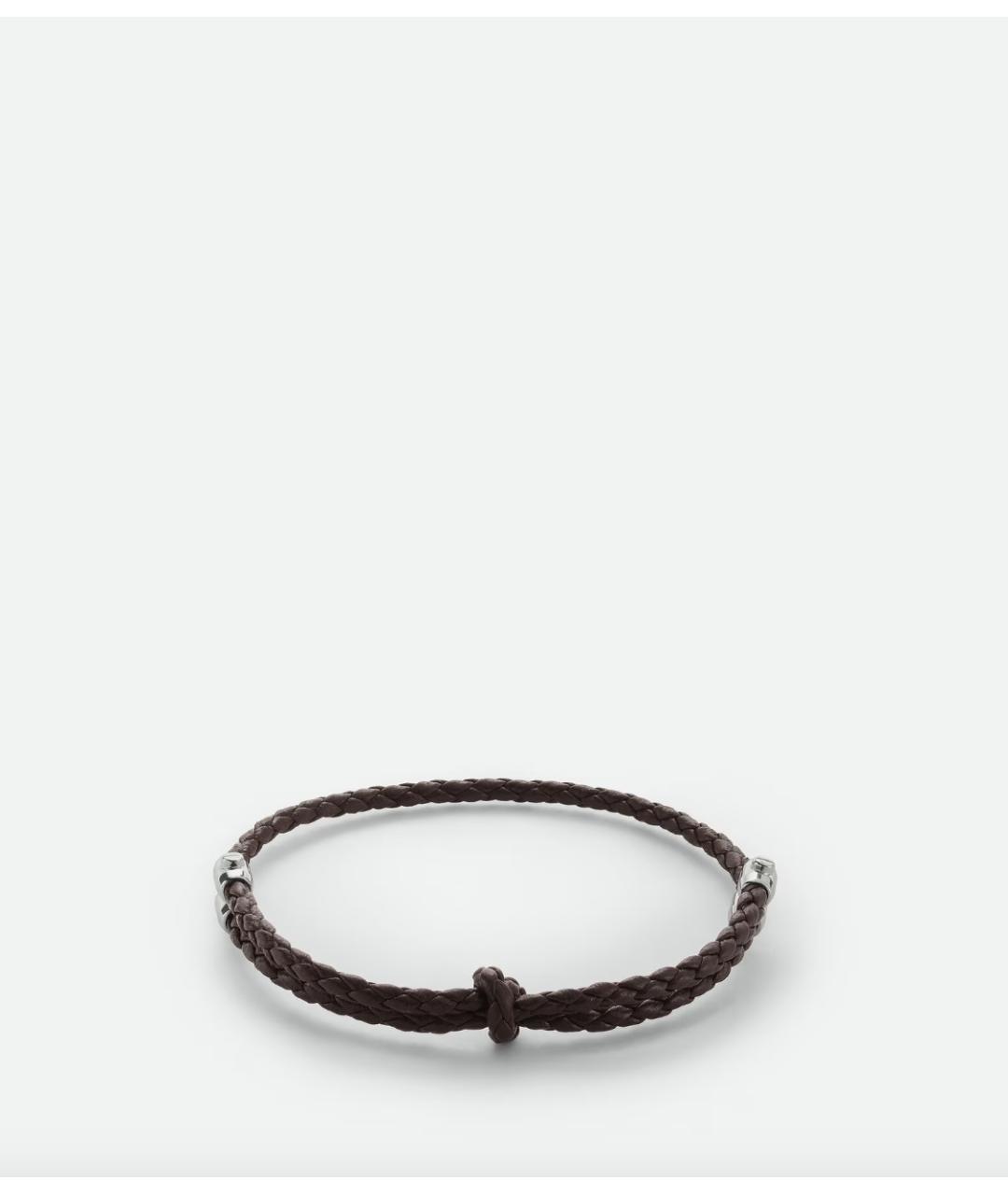 BOTTEGA VENETA Коричневый кожаный браслет, фото 4