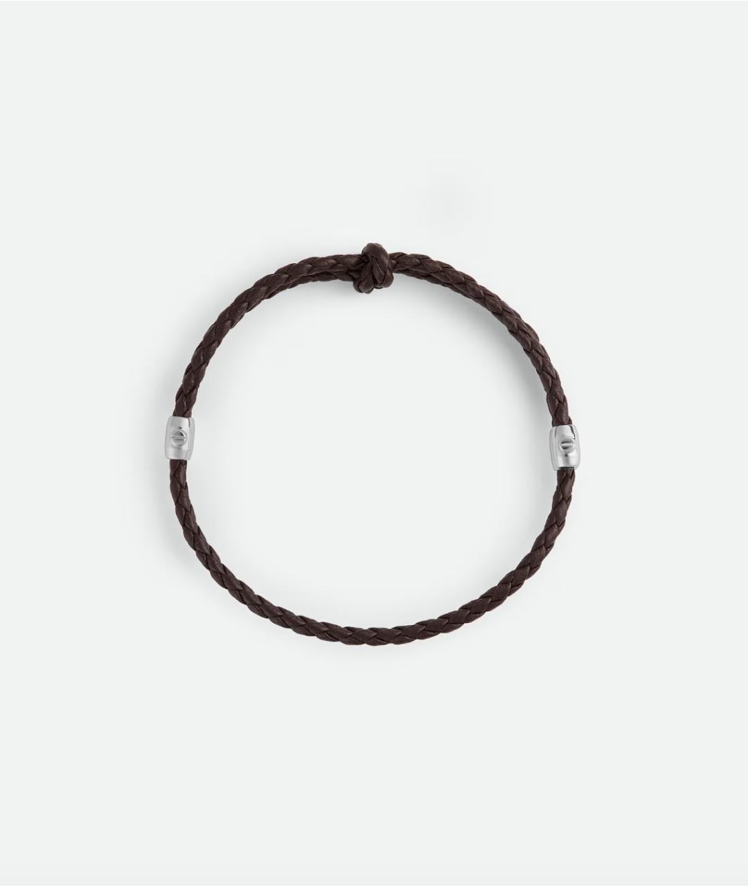 BOTTEGA VENETA Коричневый кожаный браслет, фото 3