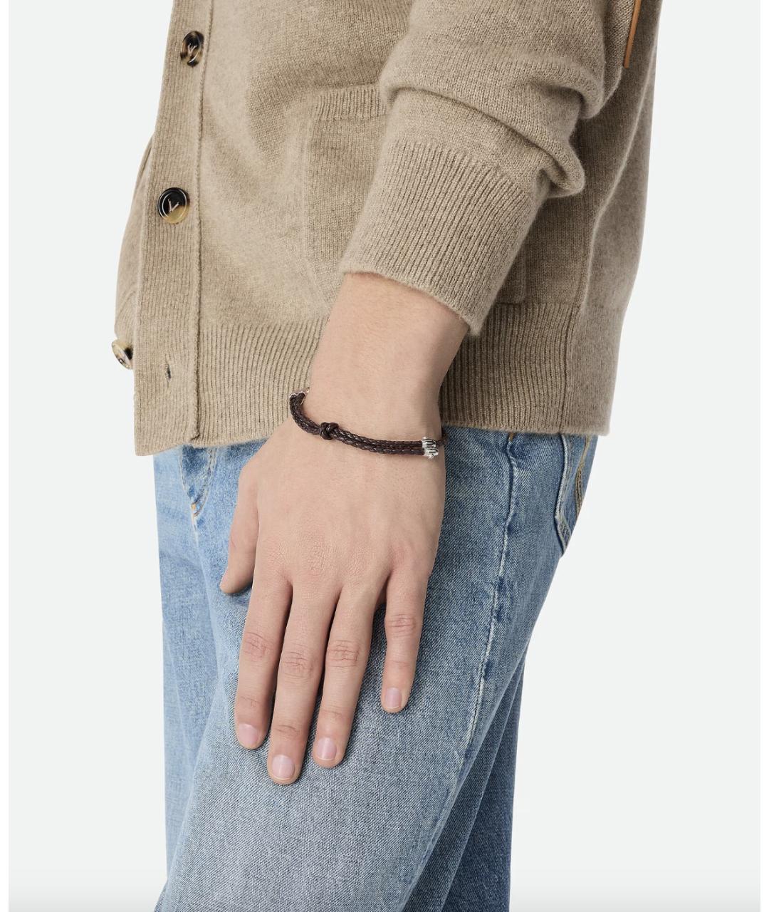 BOTTEGA VENETA Коричневый кожаный браслет, фото 2