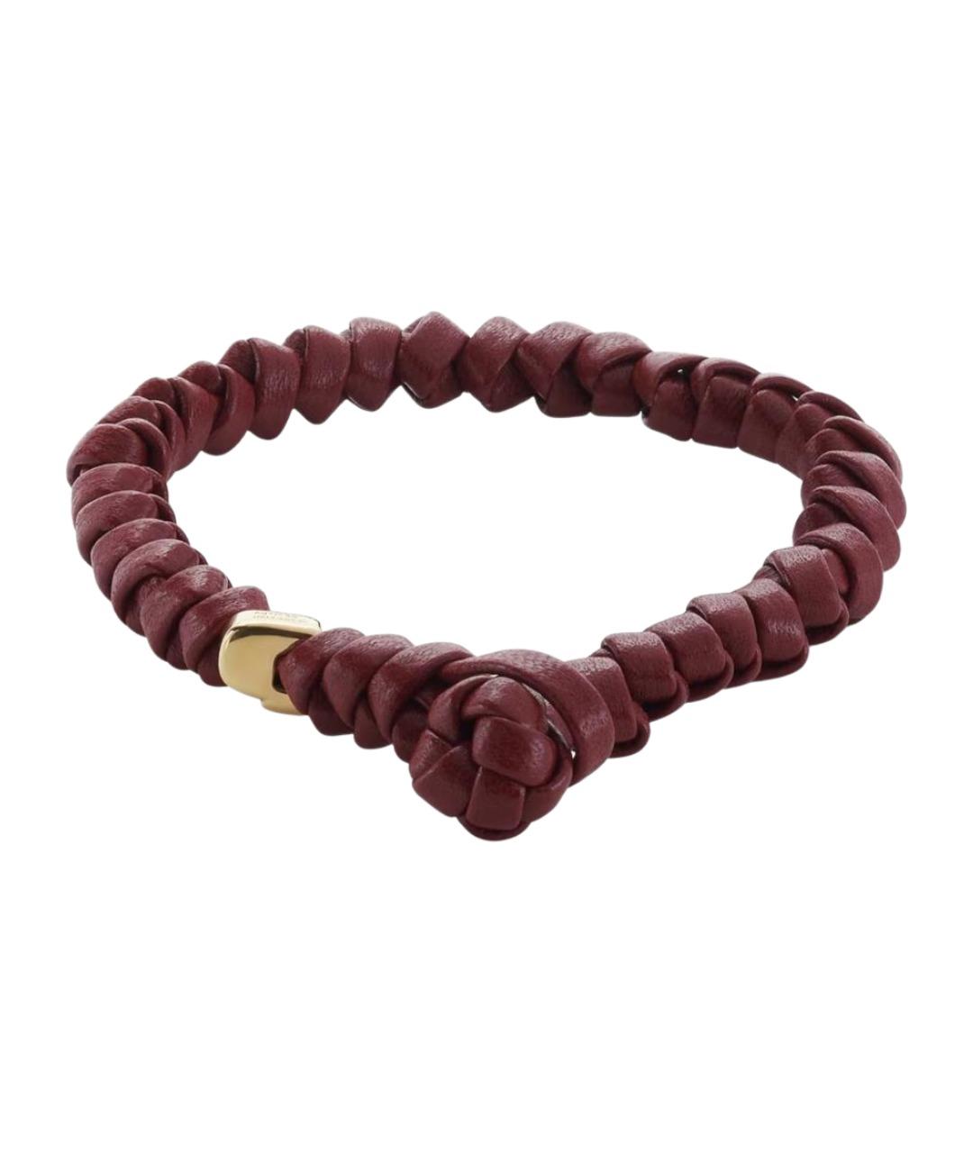 BOTTEGA VENETA Бордовый кожаный браслет, фото 1