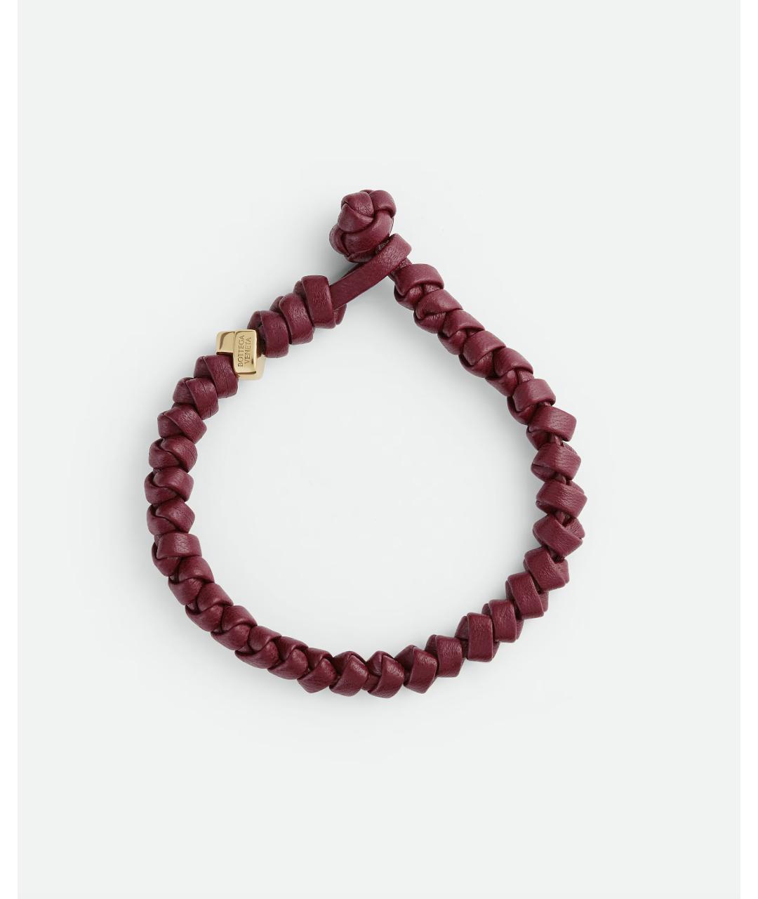 BOTTEGA VENETA Бордовый кожаный браслет, фото 2