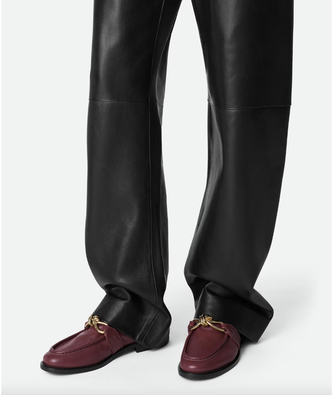 BOTTEGA VENETA Бордовые кожаные лоферы, фото 2