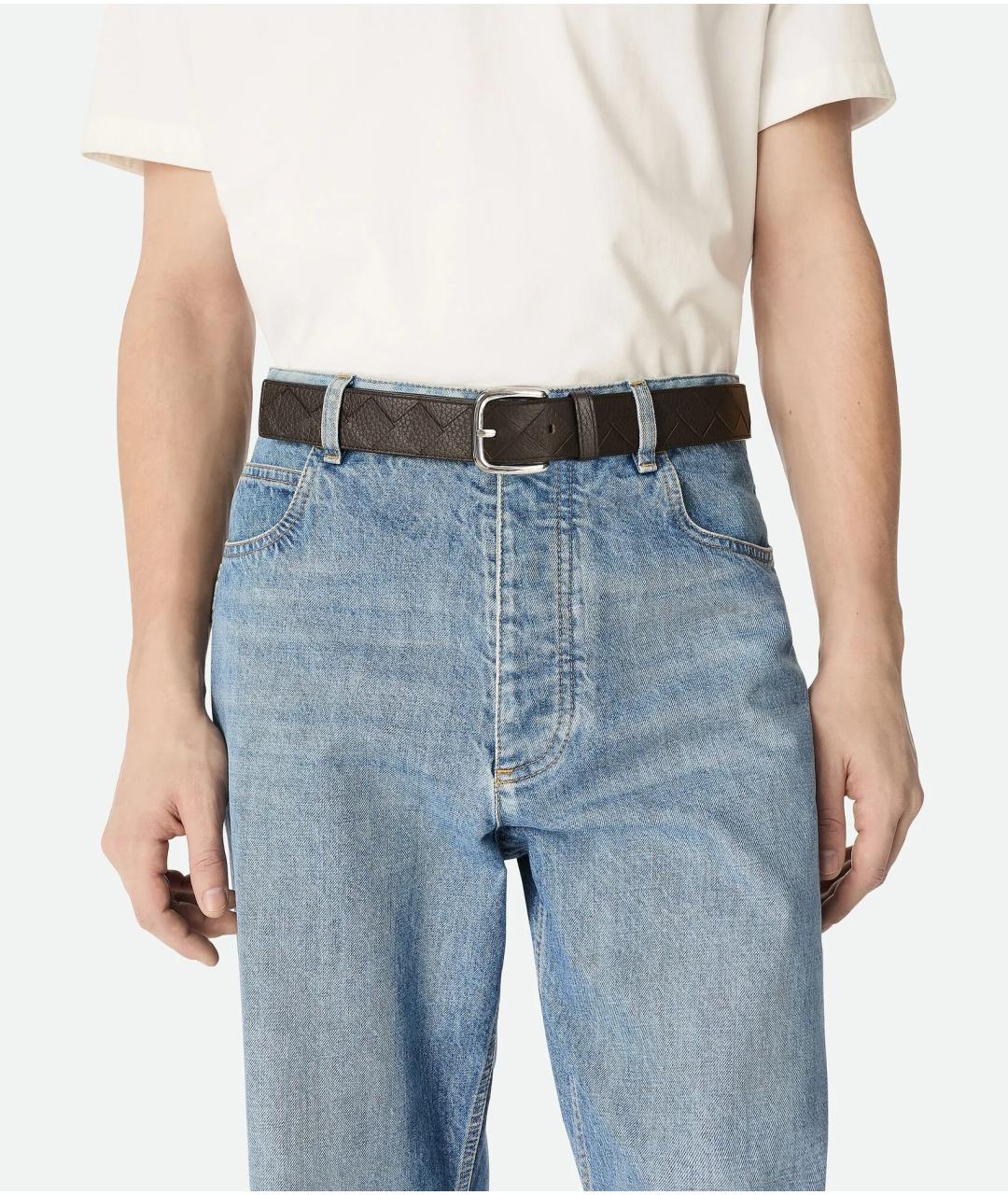 BOTTEGA VENETA Коричневый кожаный ремень, фото 2