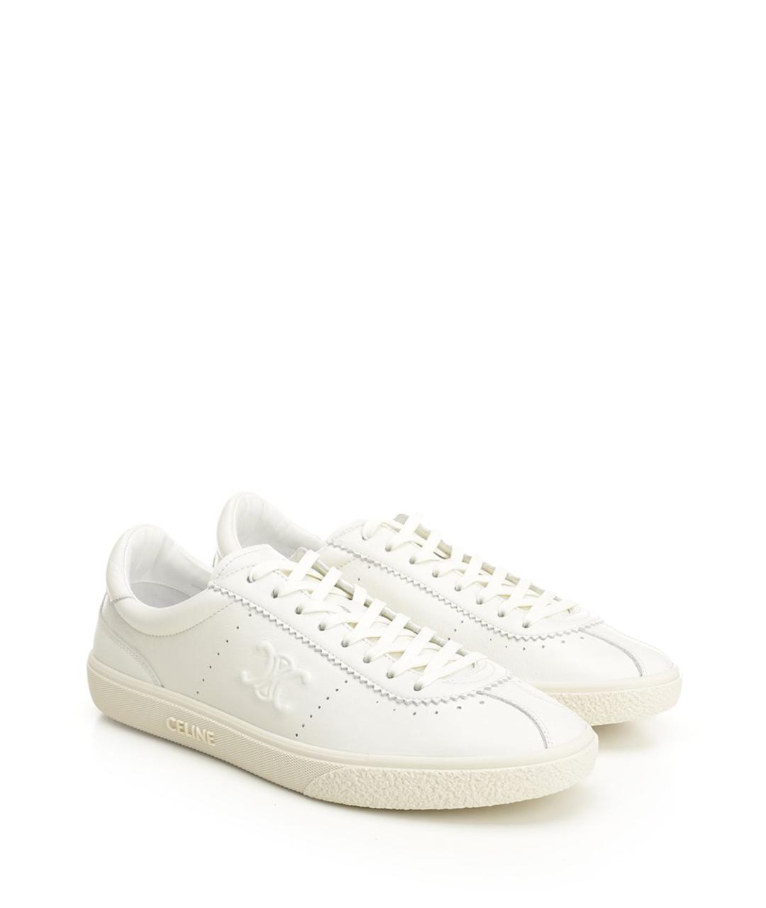 CELINE Белые кожаные низкие кроссовки / кеды, фото 2