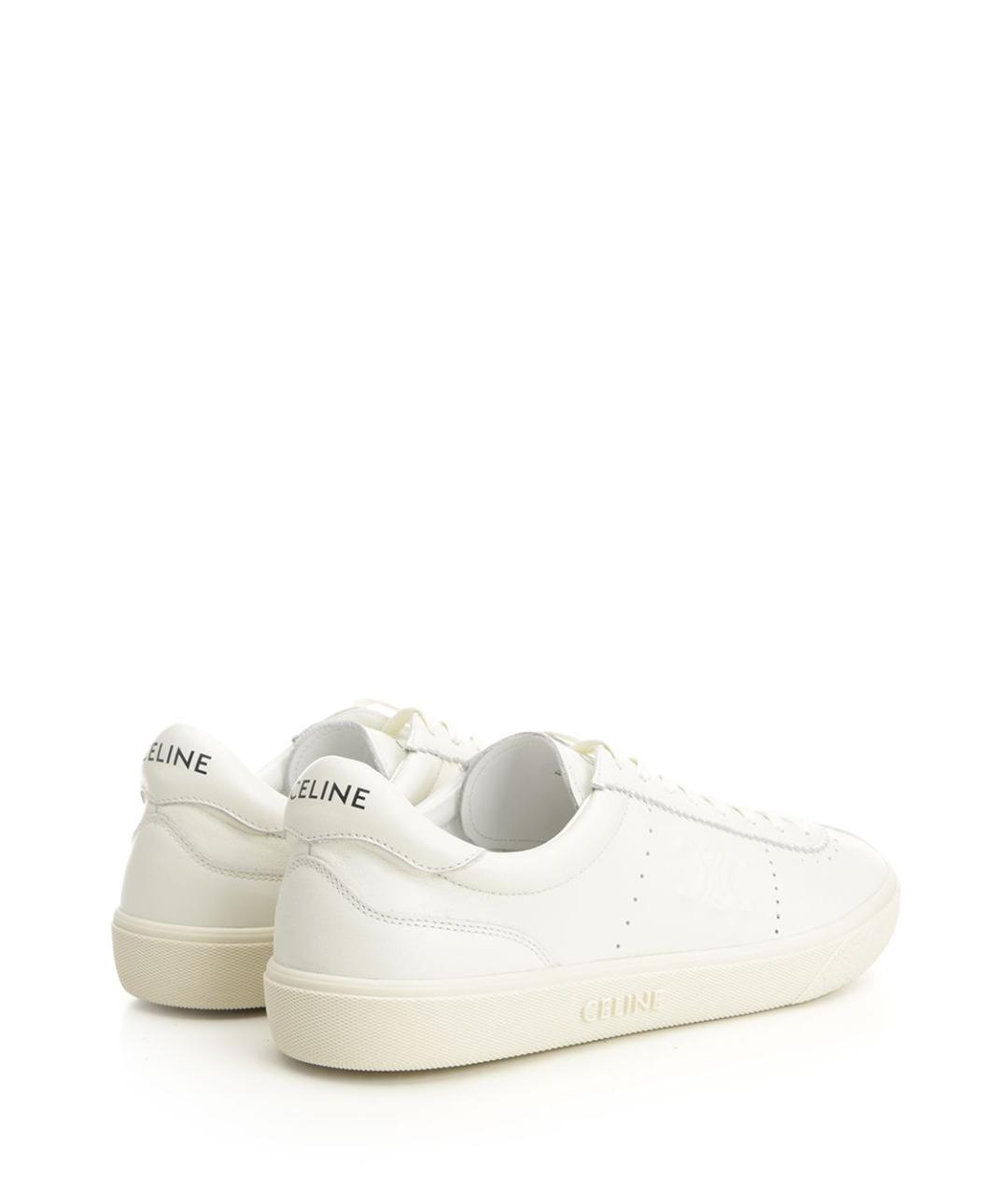 CELINE Белые кожаные низкие кроссовки / кеды, фото 3