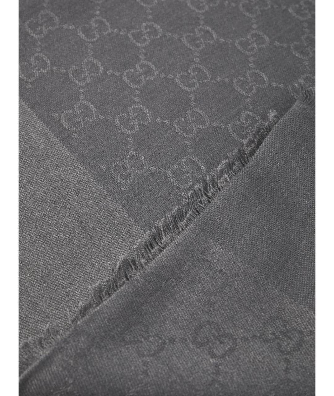 GUCCI Антрацитовый шерстяной шарф, фото 2