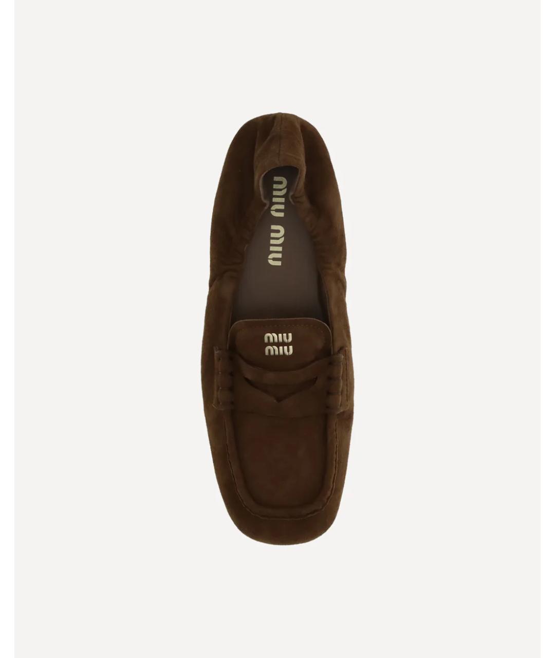 MIU MIU Коричневые замшевые мокасины, фото 4