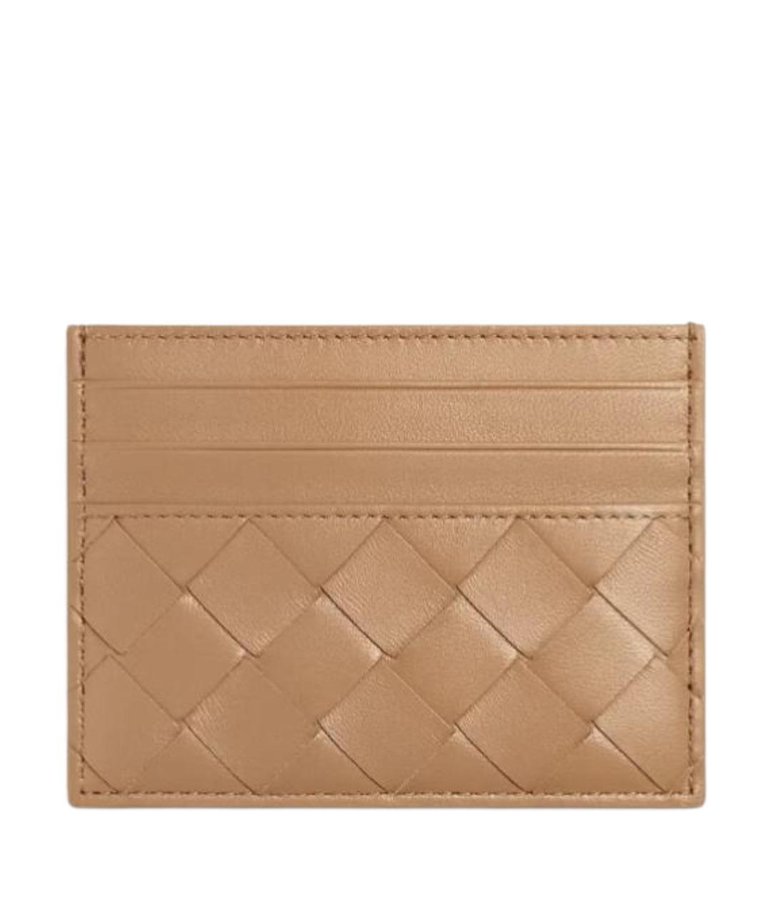 BOTTEGA VENETA Бежевый кожаный кардхолдер, фото 1