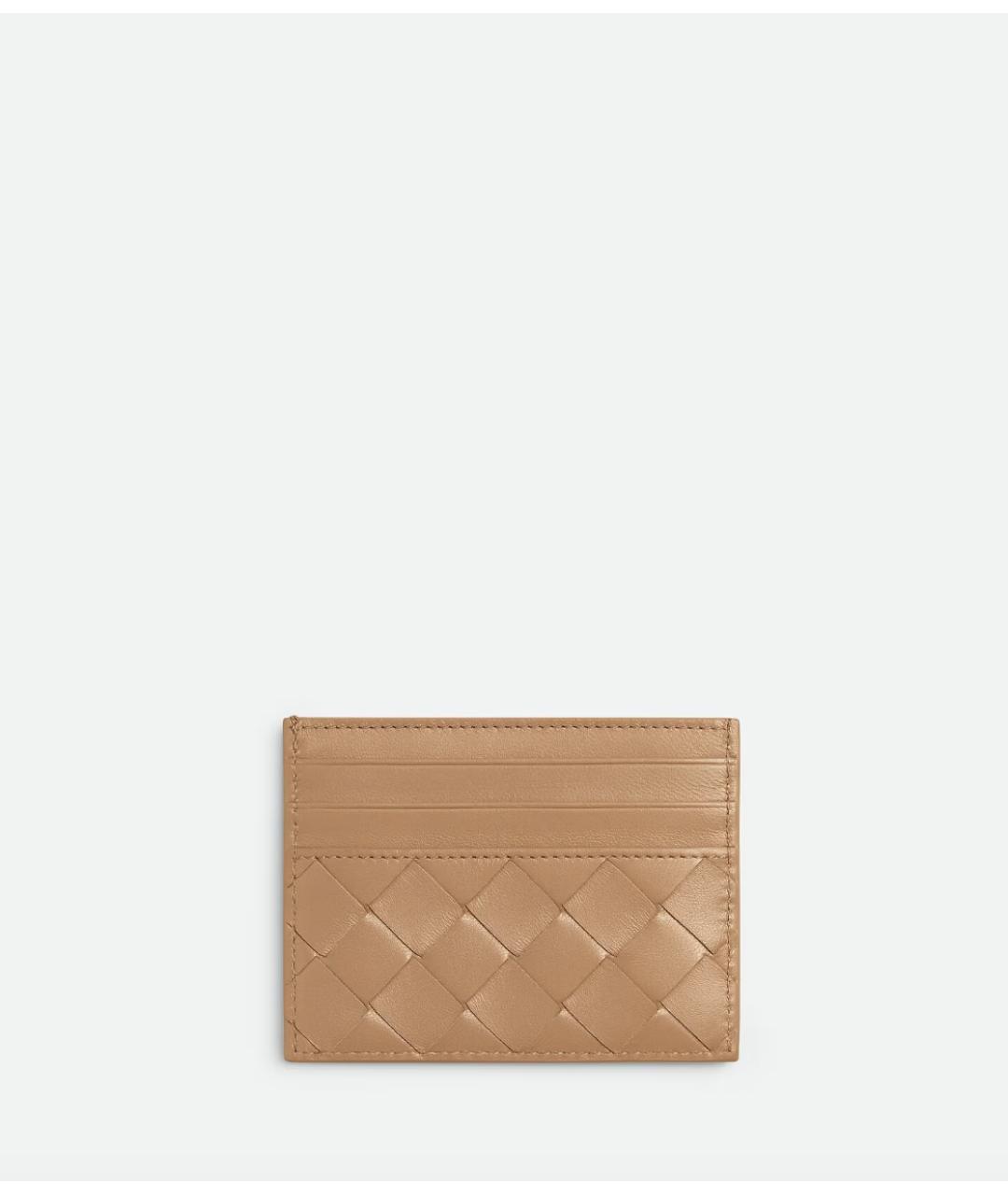 BOTTEGA VENETA Бежевый кожаный кардхолдер, фото 2
