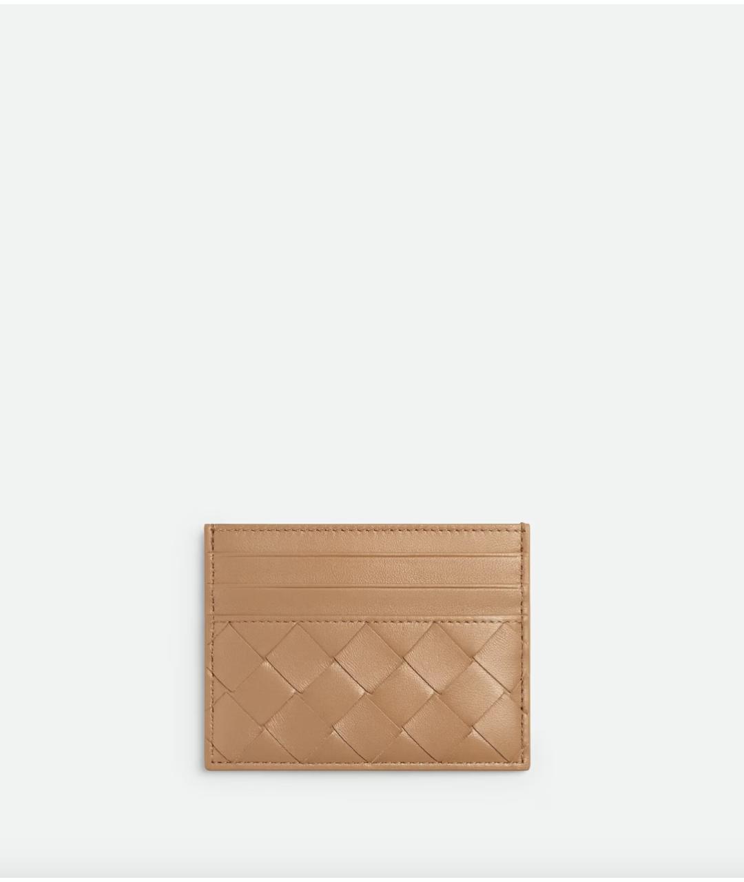 BOTTEGA VENETA Бежевый кожаный кардхолдер, фото 3