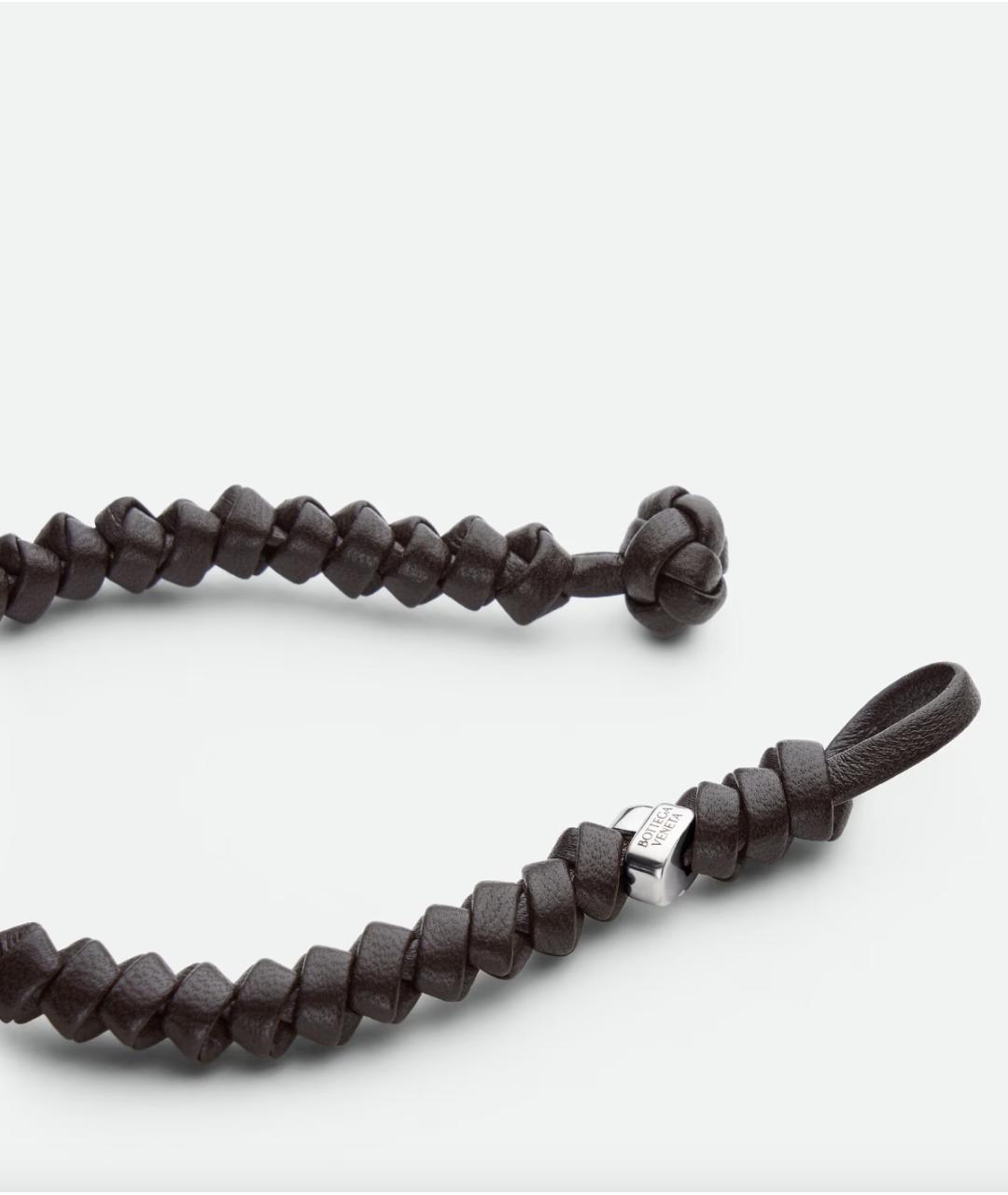 BOTTEGA VENETA Коричневый кожаный браслет, фото 4