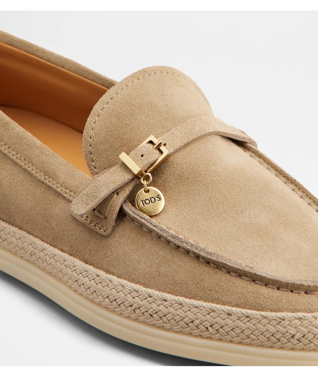 TOD'S Бежевые замшевые лоферы, фото 5
