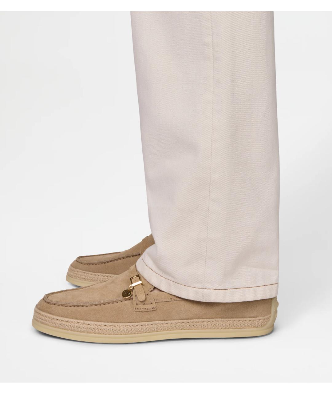 TOD'S Бежевые замшевые лоферы, фото 6