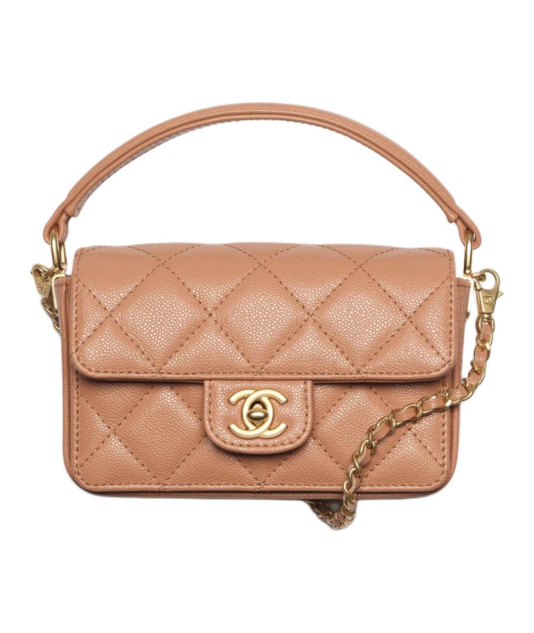 CHANEL Бежевая кожаная сумка через плечо, фото 1