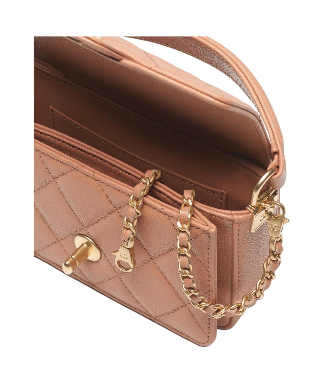 CHANEL Бежевая кожаная сумка через плечо, фото 4