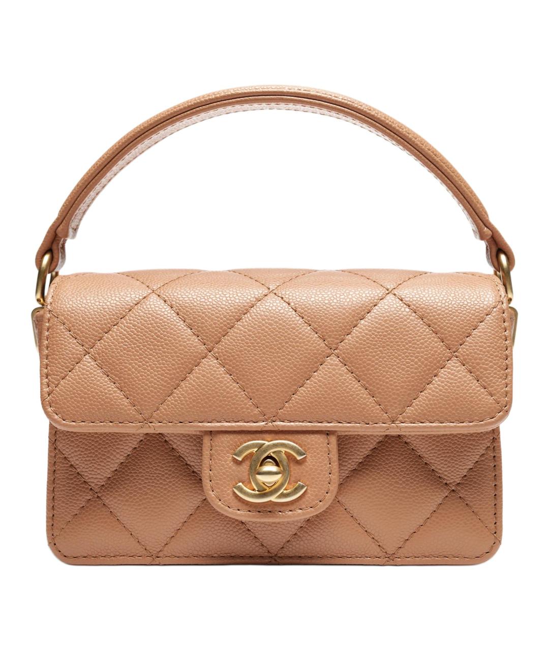 CHANEL Бежевая кожаная сумка через плечо, фото 2