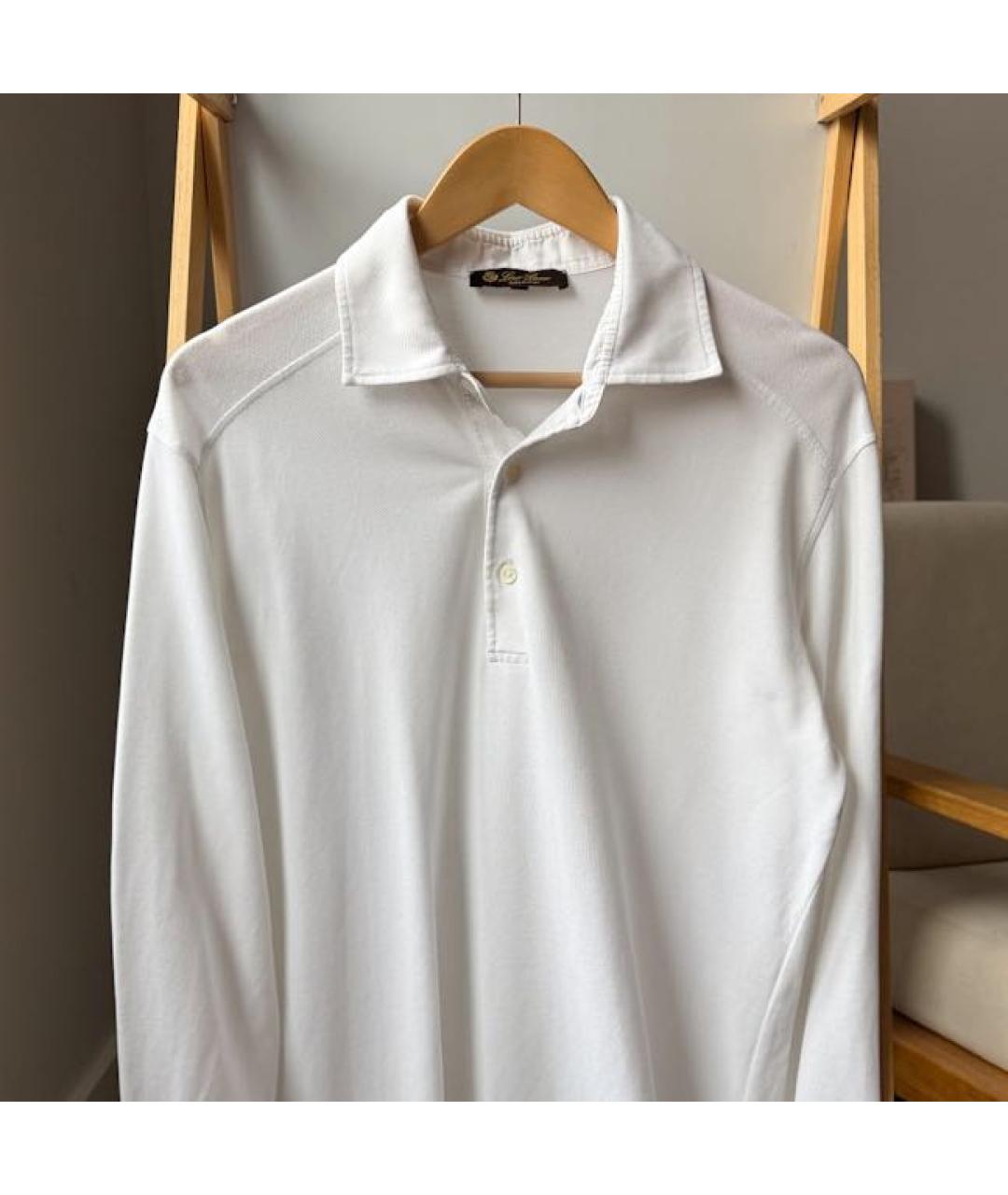 LORO PIANA Белое хлопковое поло с длинным рукавом, фото 3