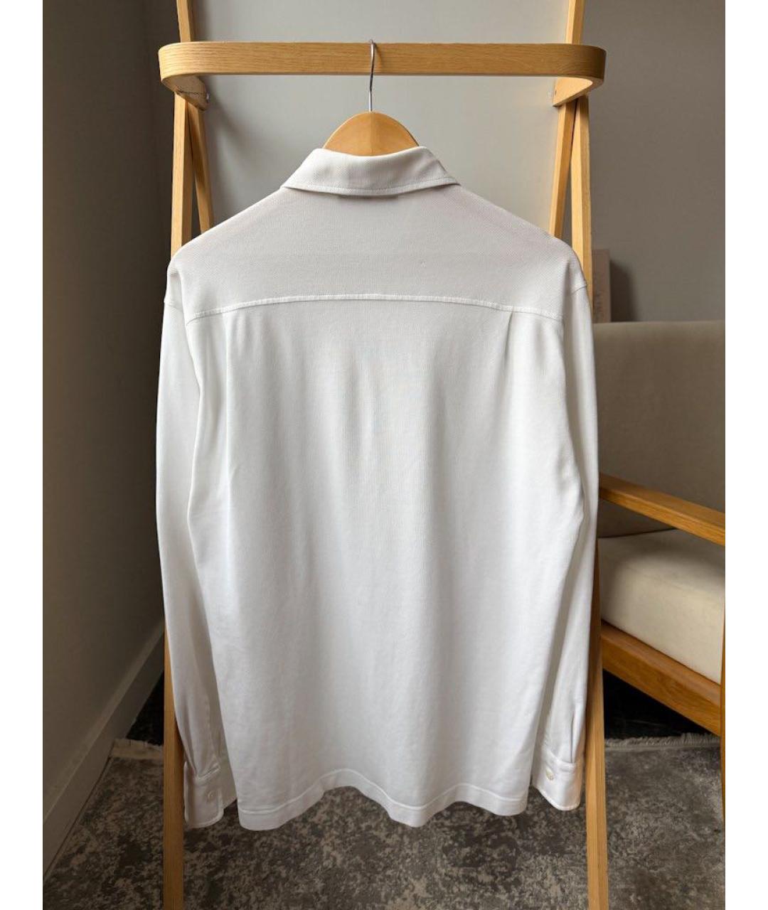 LORO PIANA Белое хлопковое поло с длинным рукавом, фото 2