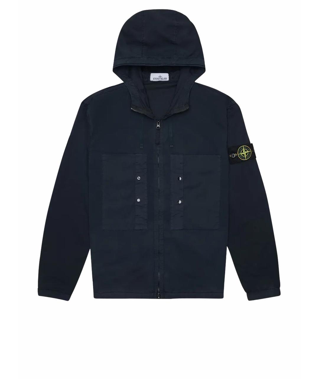 STONE ISLAND Темно-синяя хлопко-эластановая куртка, фото 1