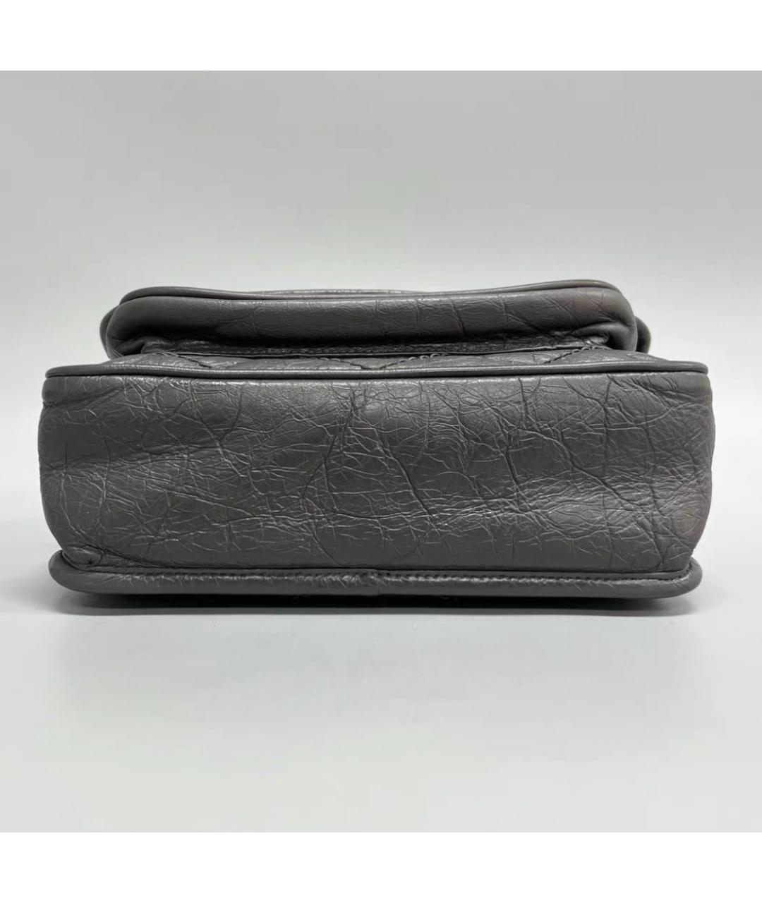 SAINT LAURENT Серая кожаная сумка через плечо, фото 4