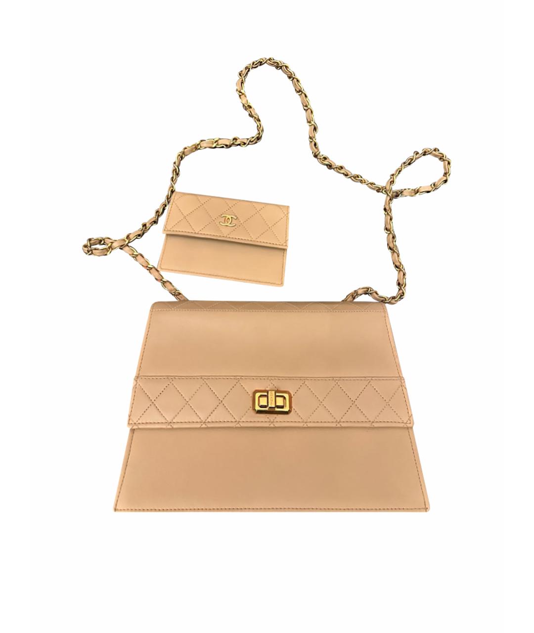 CHANEL Бежевая кожаная сумка через плечо, фото 1