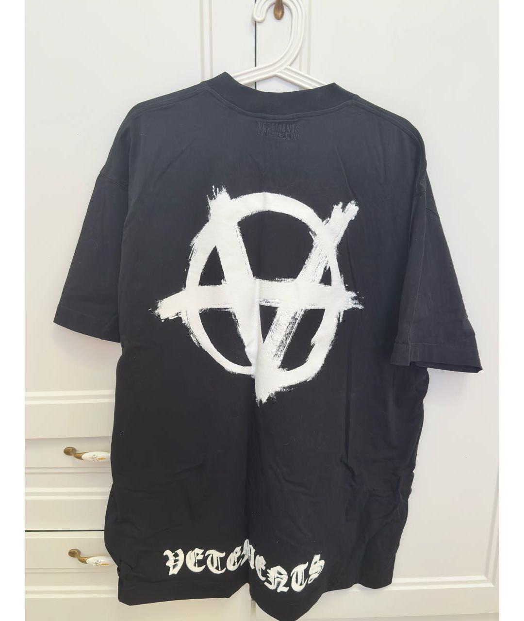 VETEMENTS Черная хлопковая футболка, фото 3