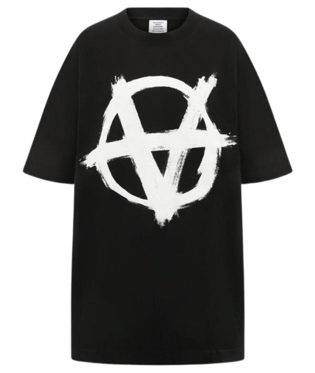 VETEMENTS Черная хлопковая футболка, фото 5