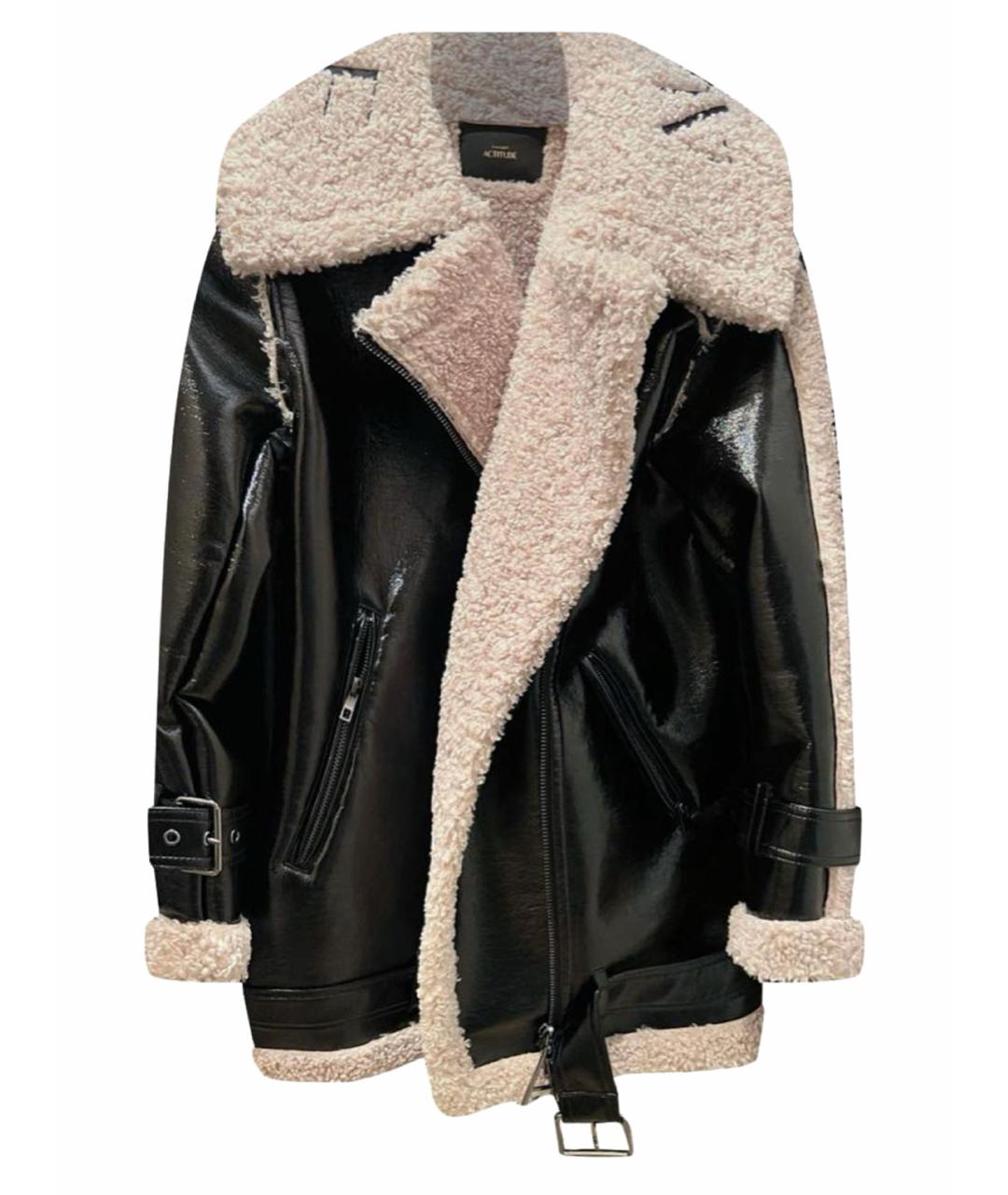 TWIN-SET Черная синтетическая дубленка, фото 1