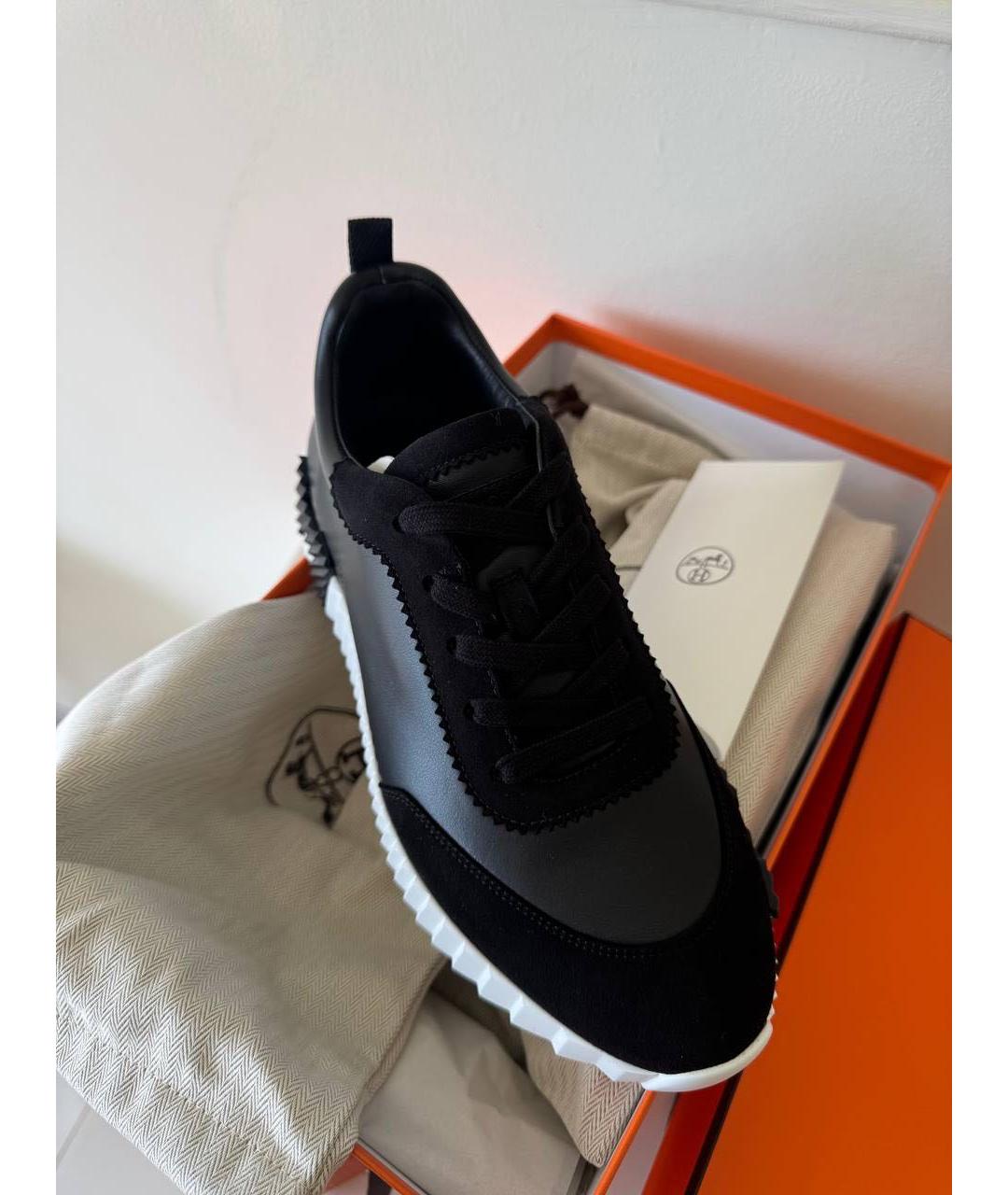 HERMES Черные кожаные низкие кроссовки / кеды, фото 2