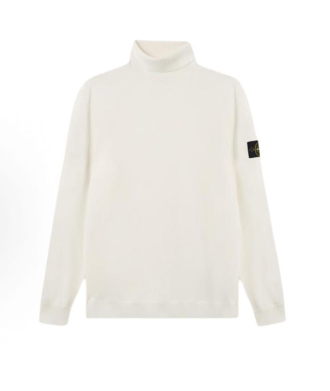 STONE ISLAND Бежевая шерстяная водолазка, фото 4