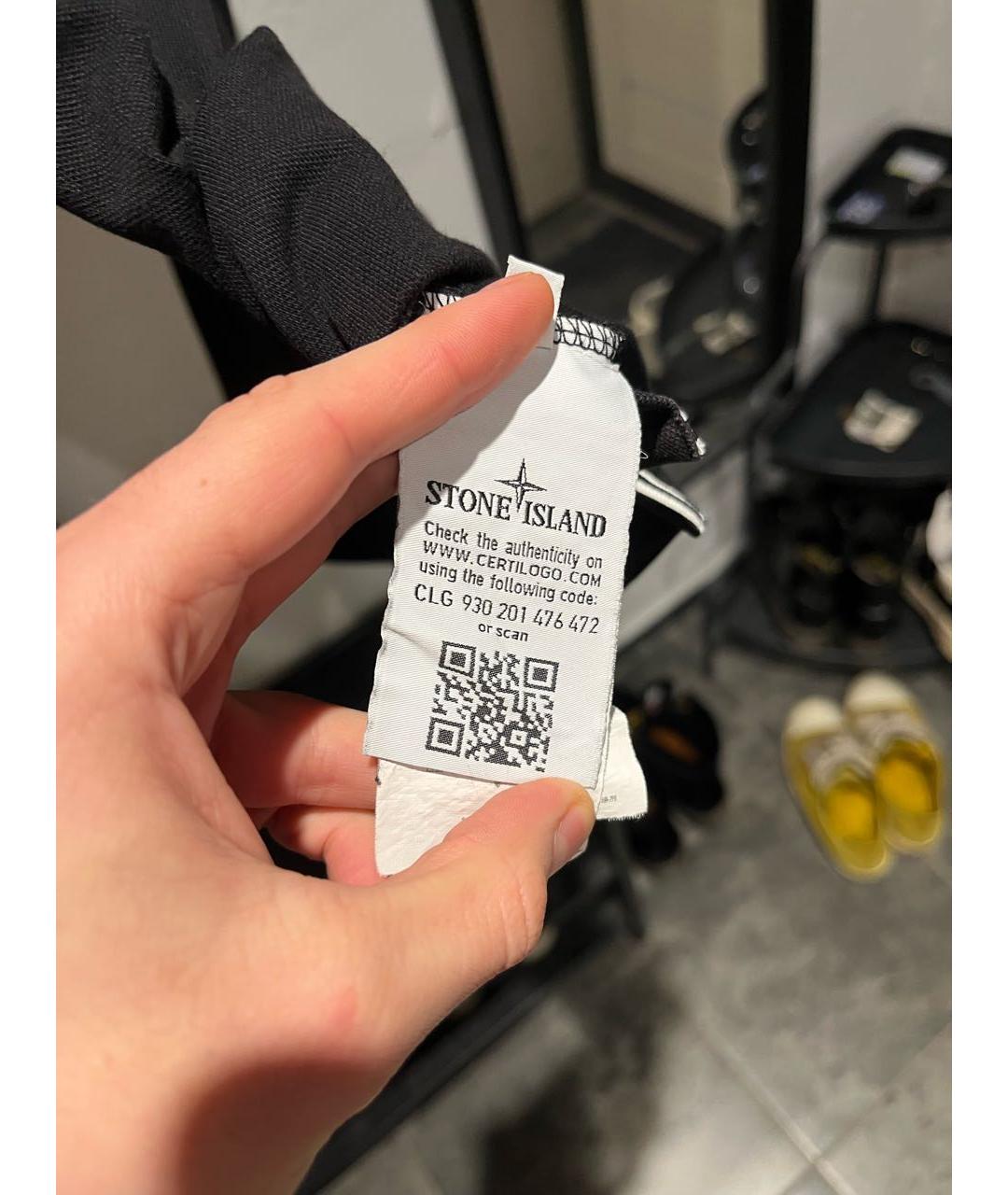 STONE ISLAND Черное хлопко-эластановое поло с коротким рукавом, фото 5
