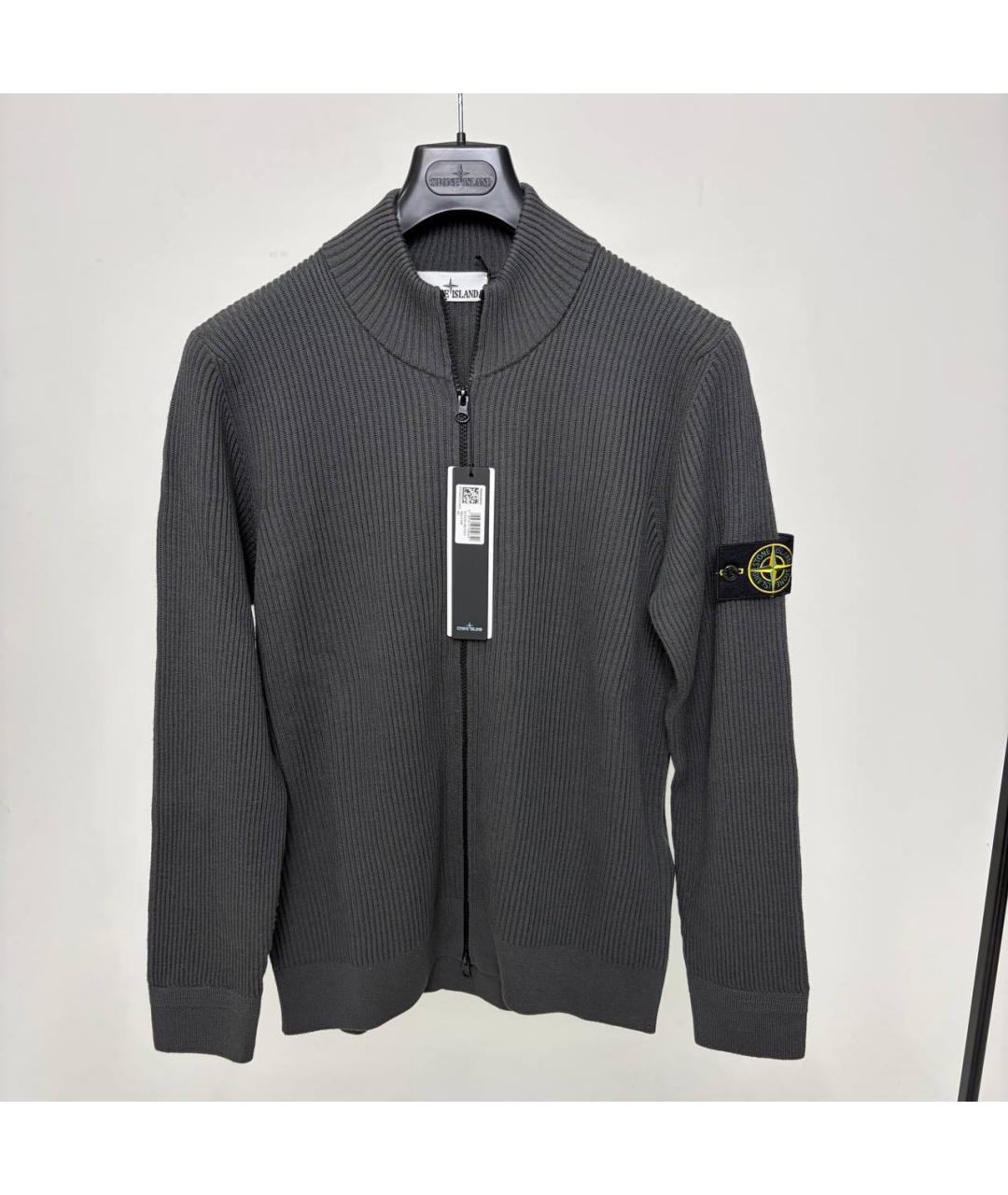 STONE ISLAND Антрацитовый хлопковый кардиган, фото 2