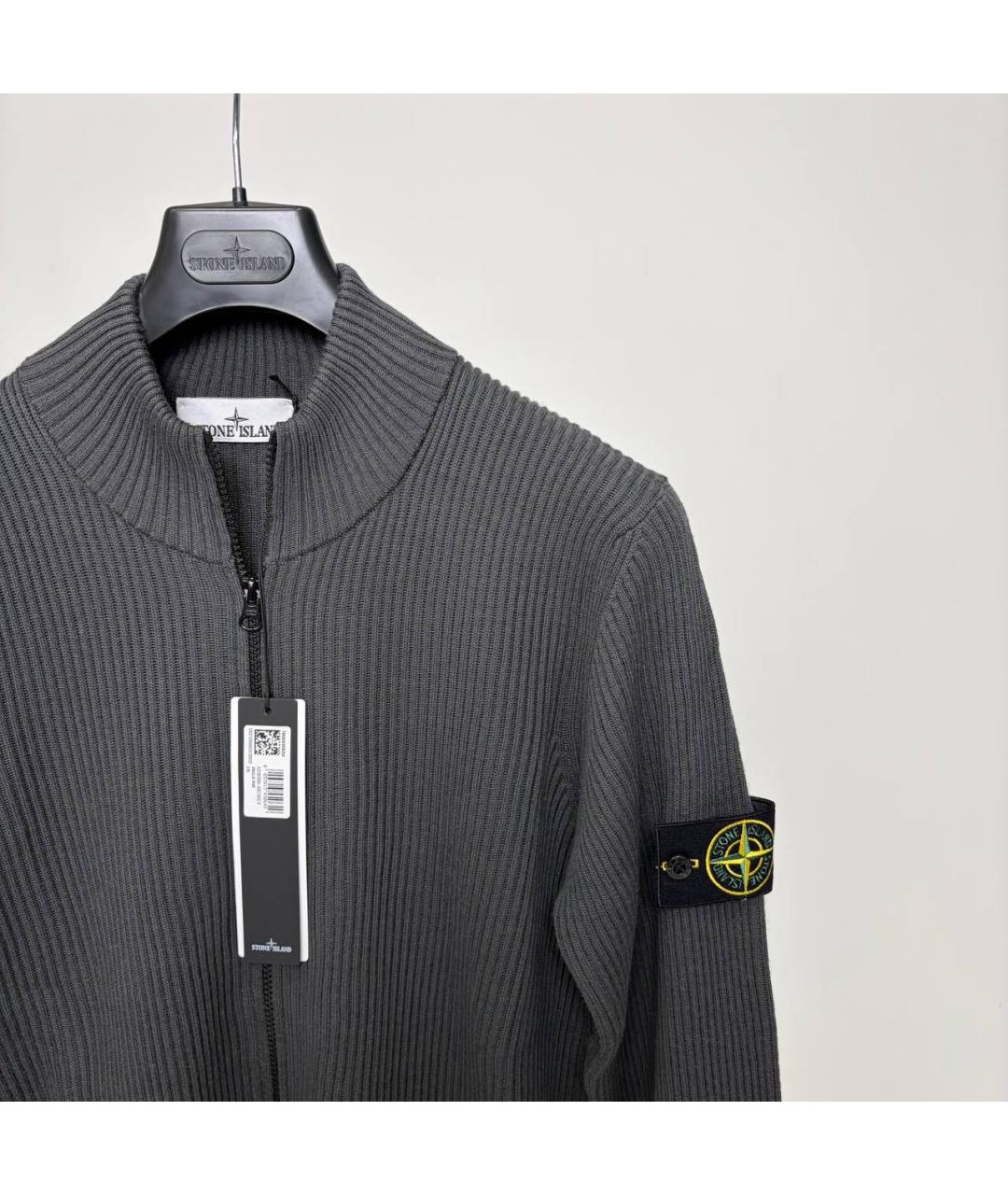 STONE ISLAND Антрацитовый хлопковый кардиган, фото 3