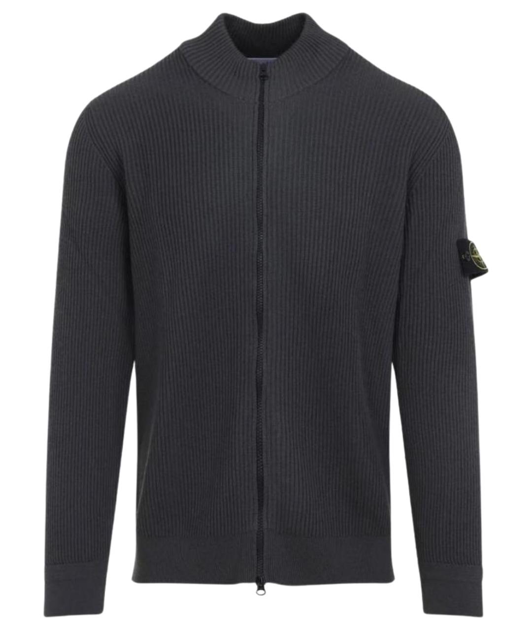 STONE ISLAND Антрацитовый хлопковый кардиган, фото 1