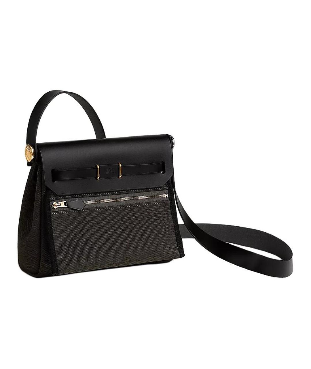 HERMES Черная кожаная сумка через плечо, фото 3