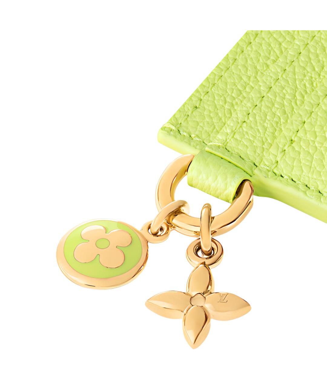 LOUIS VUITTON Салатовый кожаный кардхолдер, фото 5