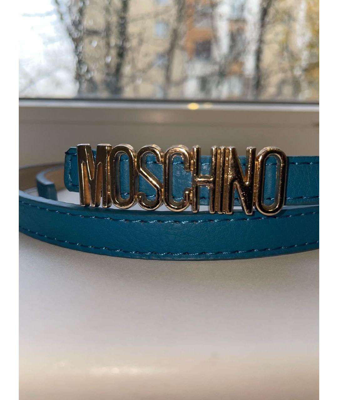 MOSCHINO Голубой кожаный ремень, фото 2