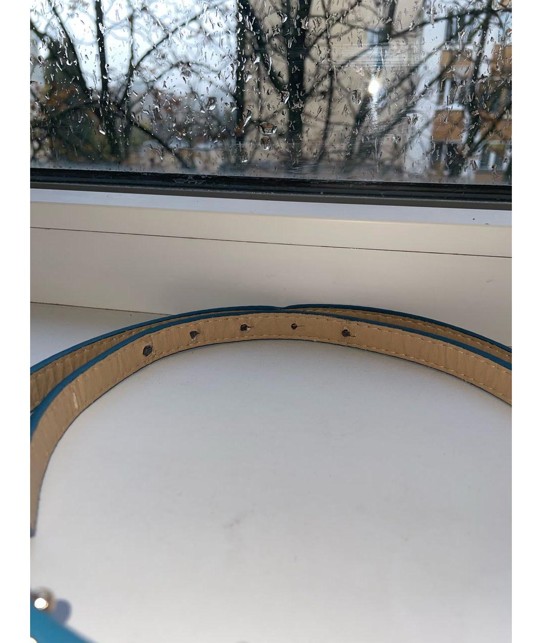 MOSCHINO Голубой кожаный ремень, фото 3